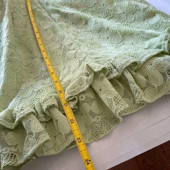 Selfie Leslie Verona Off-Shoulder Lace Overlay Mini Dress Apple Sz S - Picture 10 of 13